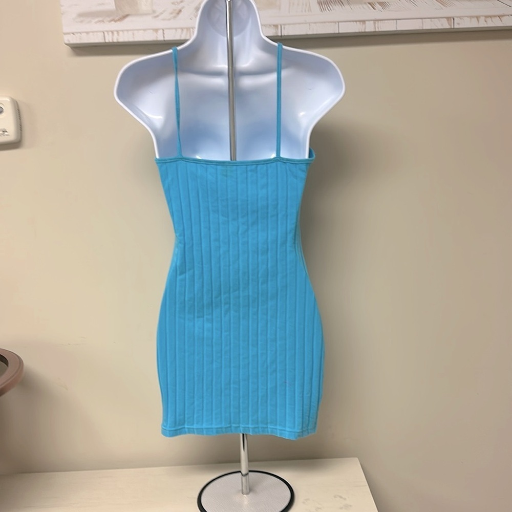 NWOT Blue Ribbed Bodycon Mini Dress - Picture 2 of 2